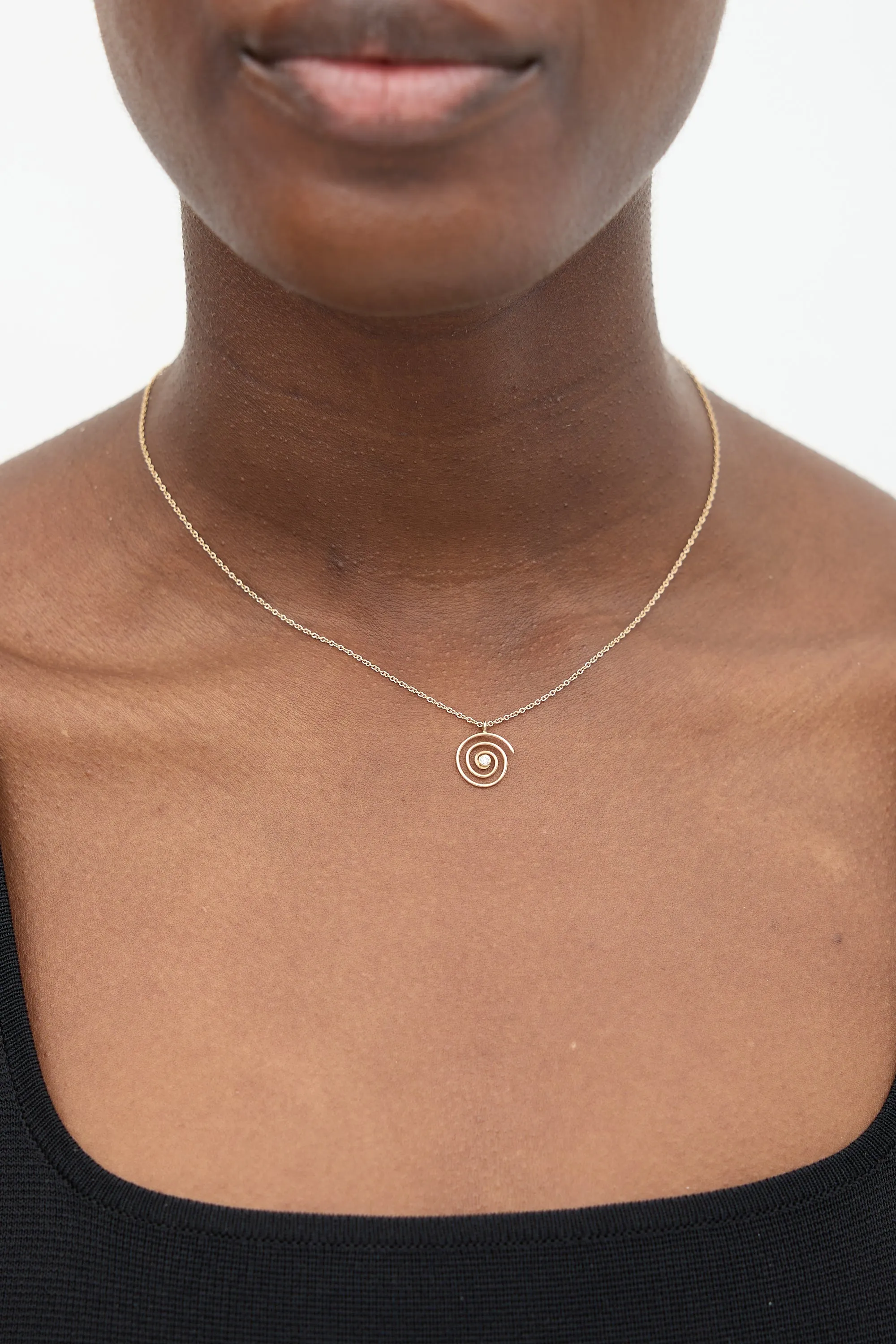 10K Gold & Diamond Spiral Necklace