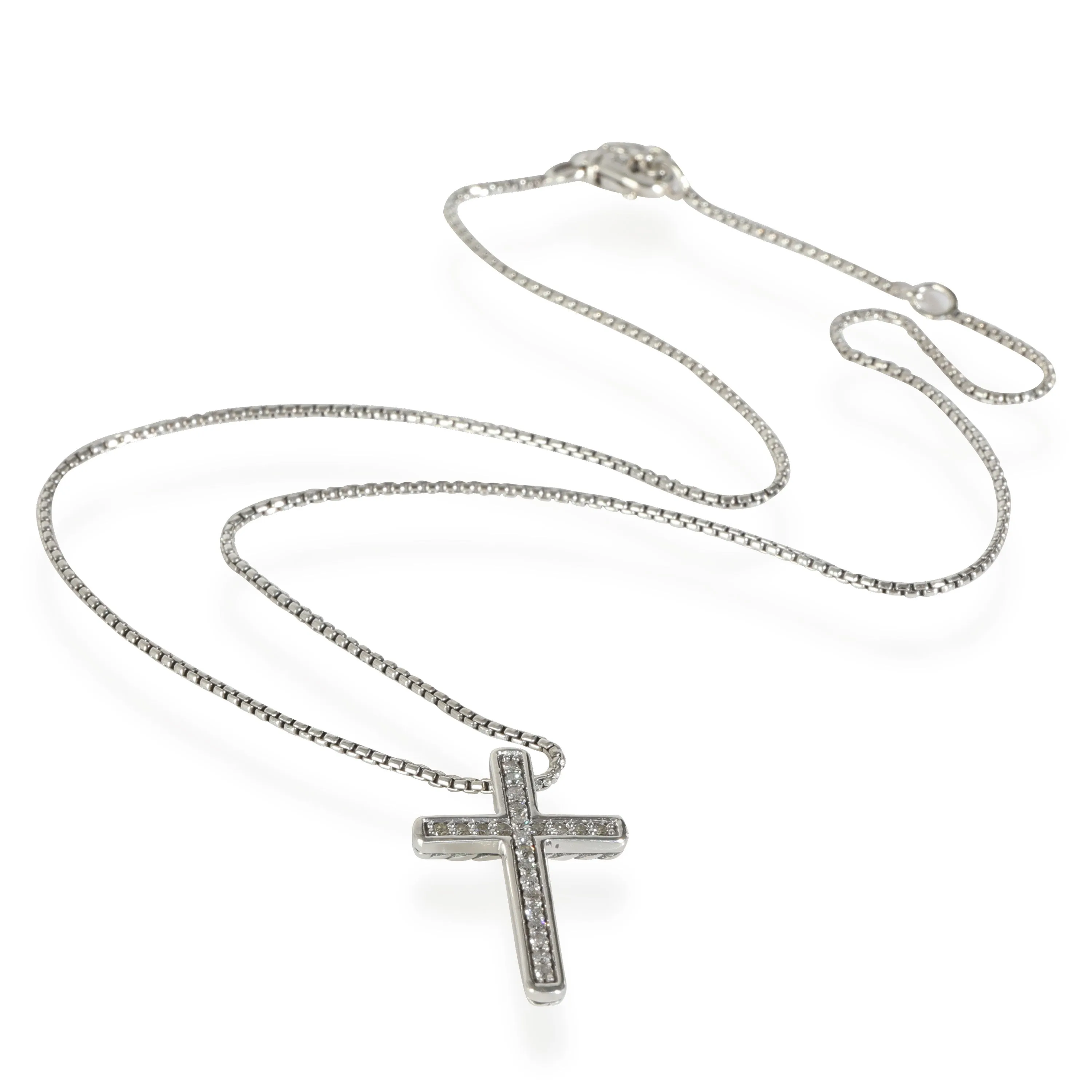 25mm Diamond Cable Cross Pendant in Sterling Silver 0.15 CTW