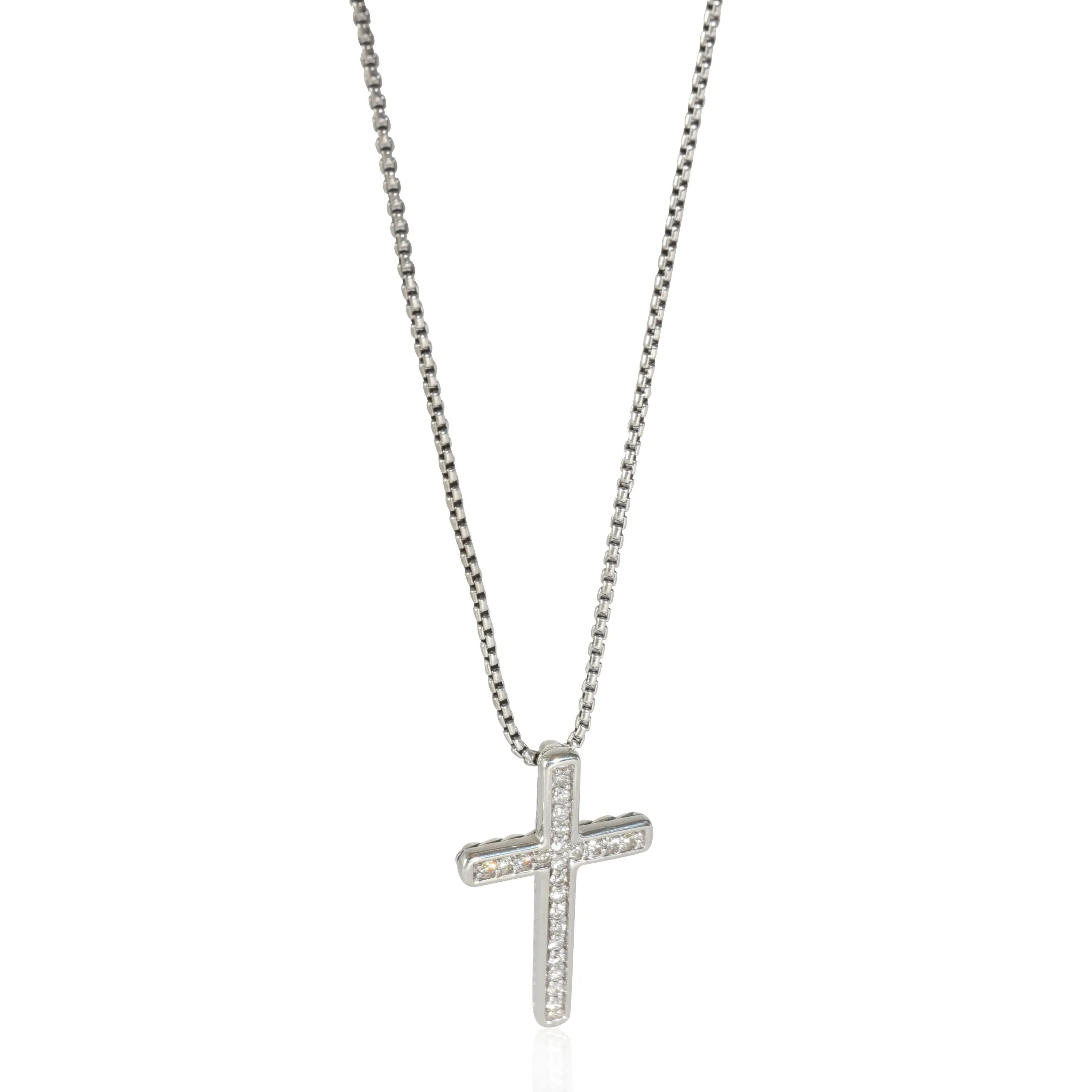 25mm Diamond Cable Cross Pendant in Sterling Silver 0.15 CTW