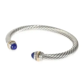 5 mm Cable Classic Lapis Cuff in 14k Yellow Gold/Sterling Silver