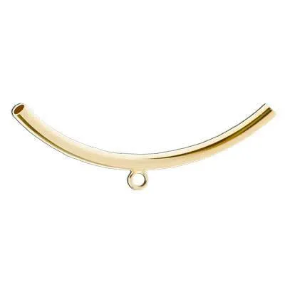 50mm Gold Plated Curved Tube Bead with Loop