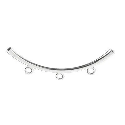 50mm Silver Plated Curved Tube Bead with 3 Loops