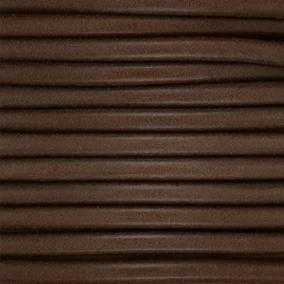 5mm Dark Brown Round Premier Italian Leather Cord by the Foot