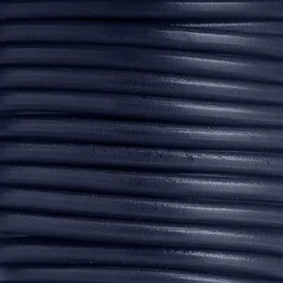 5mm Navy Blue Round Premier Italian Leather Cord by the Foot