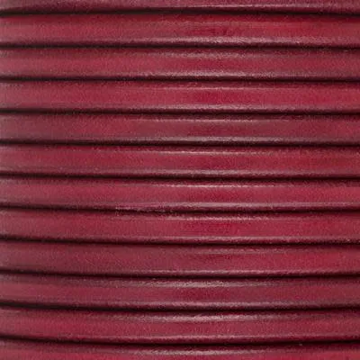 5mm Ruby Red Round Premier Italian Leather Cord by the Foot