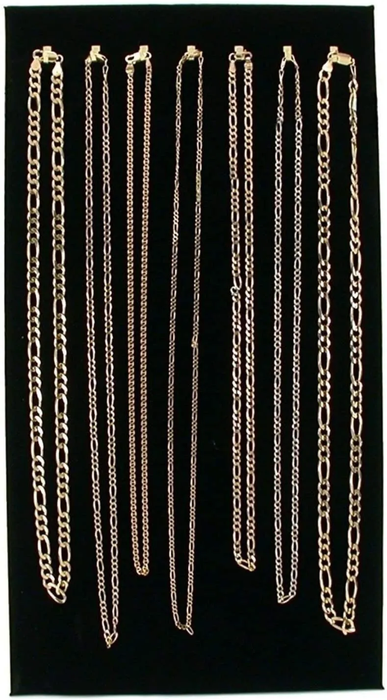 7 Hook Black Velvet Necklace Display Chain Pad 14 1/8 x 7 5/8