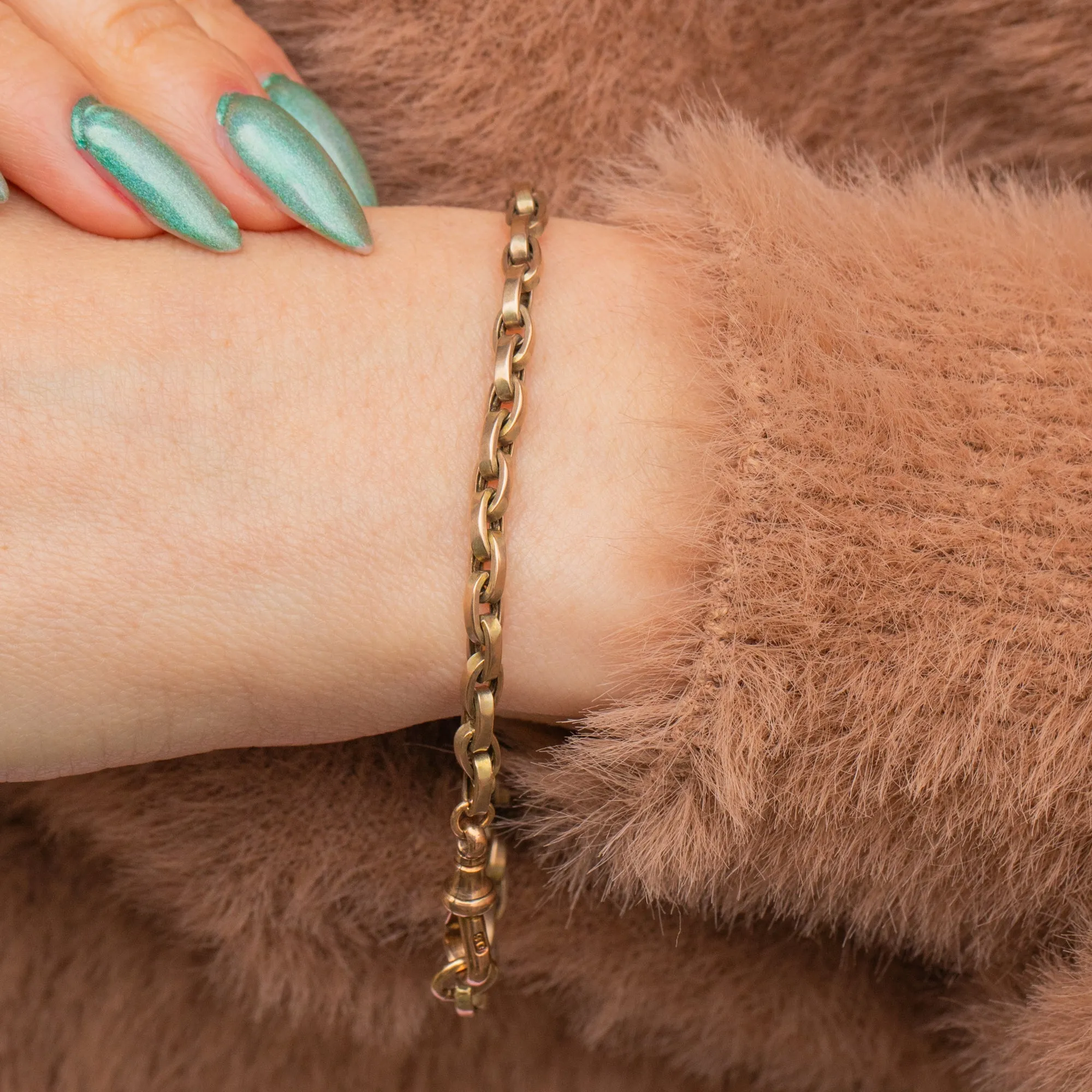 Antique 9ct Gold Chunky Belcher Bracelet- Dog-Clip Clasp