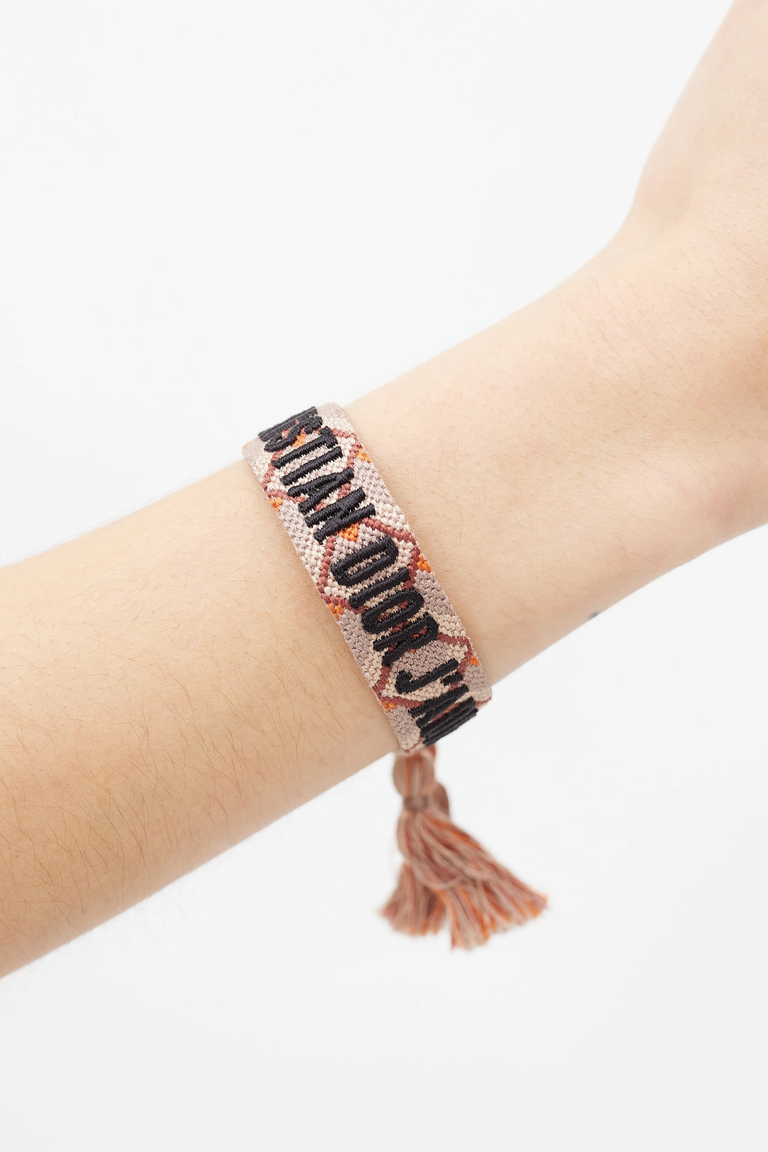 Beige & Black J'Adior Woven Bracelet