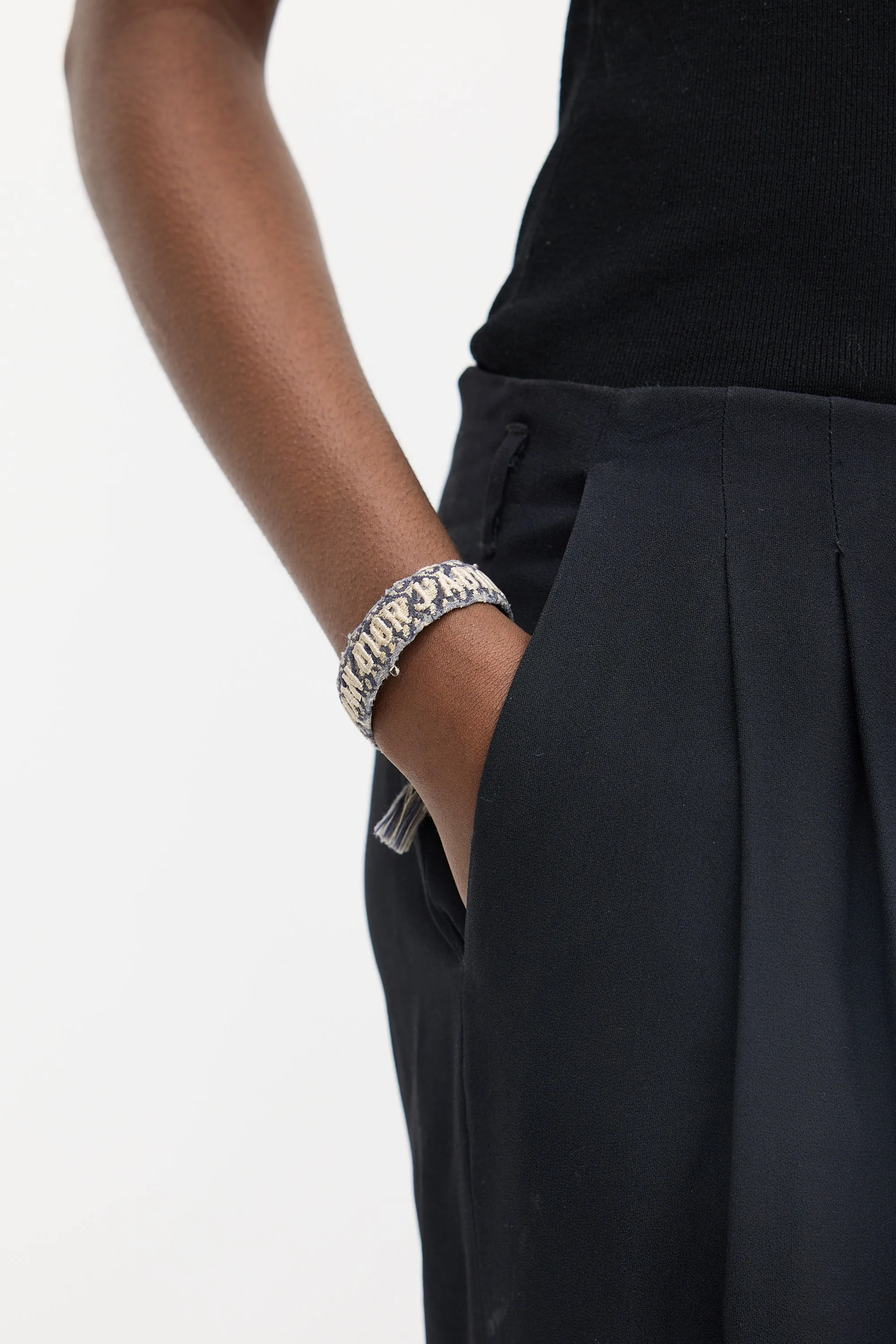 Blue & Beige Cotton J'Adior Woven Bracelet