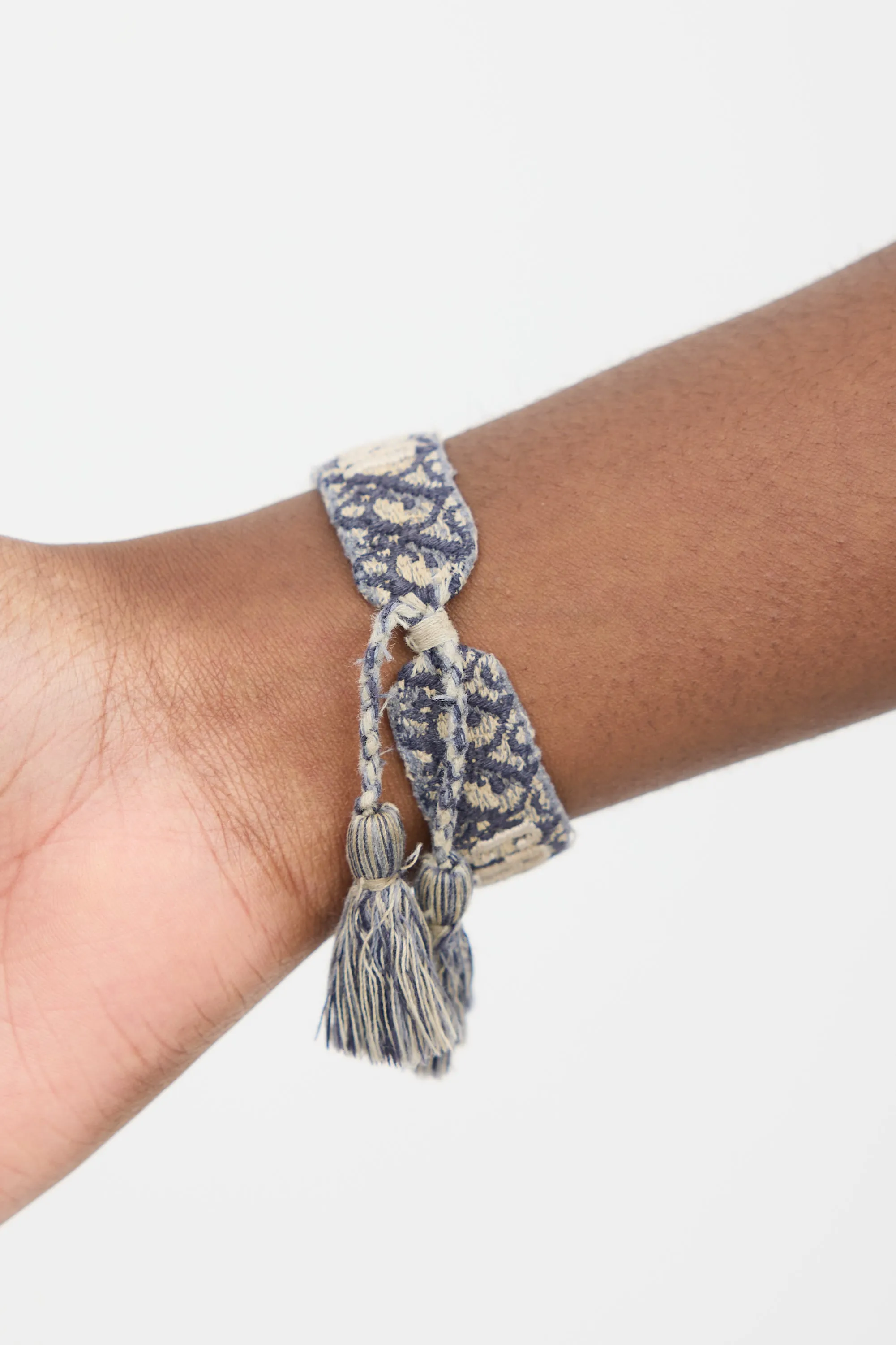 Blue & Beige Cotton J'Adior Woven Bracelet