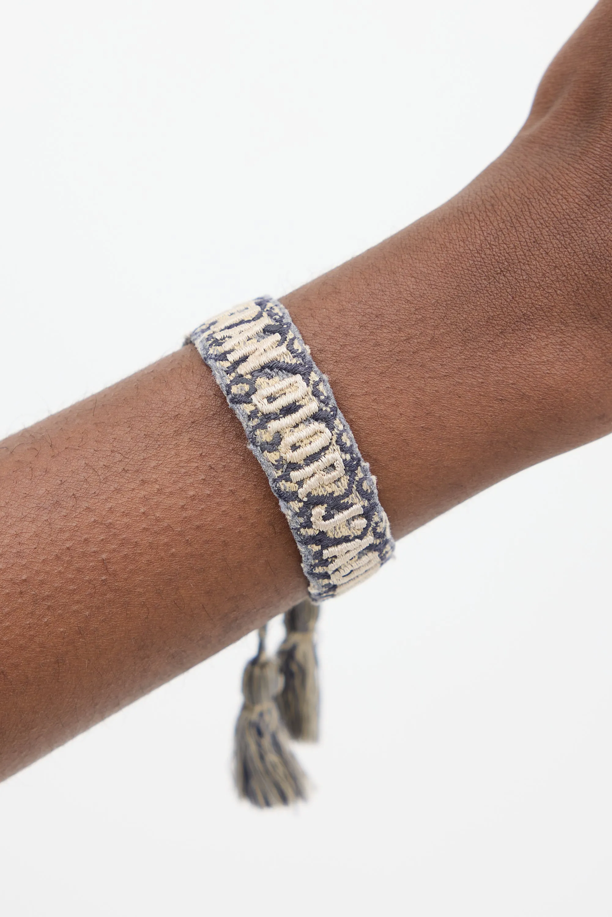 Blue & Beige Cotton J'Adior Woven Bracelet