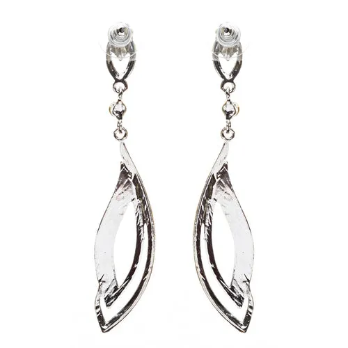 Bridal Wedding Jewelry Crystal Rhinestone Elegant Engrossed Earrings E725 Silver