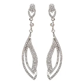 Bridal Wedding Jewelry Crystal Rhinestone Elegant Engrossed Earrings E725 Silver