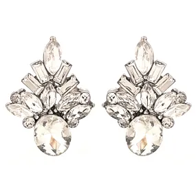 Bridal Wedding Jewelry Sparkling Crystal Rhinestone Pave Stud Earrings