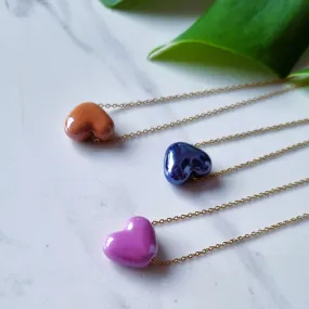 Ceramic hearts necklace (gold)