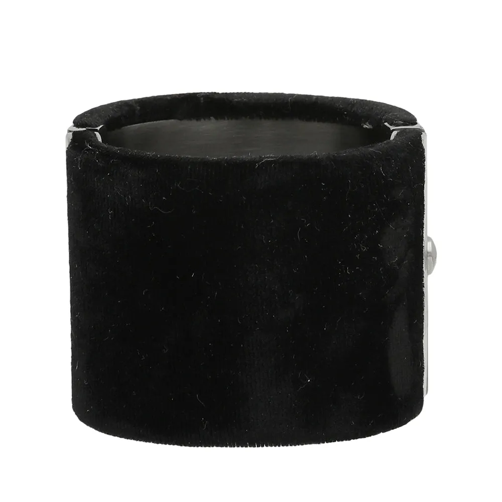 Chanel Black CC Velvet Wide Cuff Bracelet