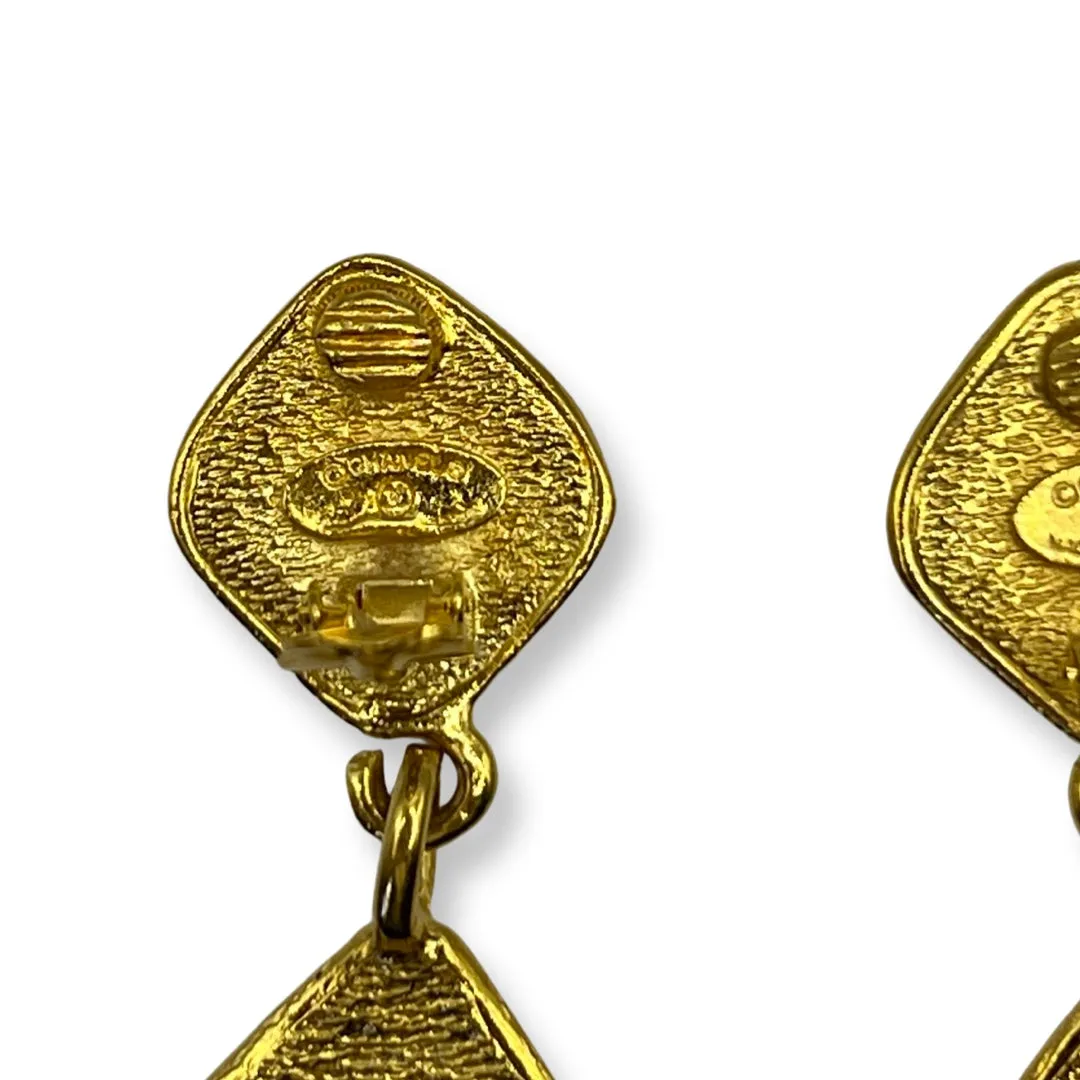 Chanel Vintage 80s Rhombus Earrings
