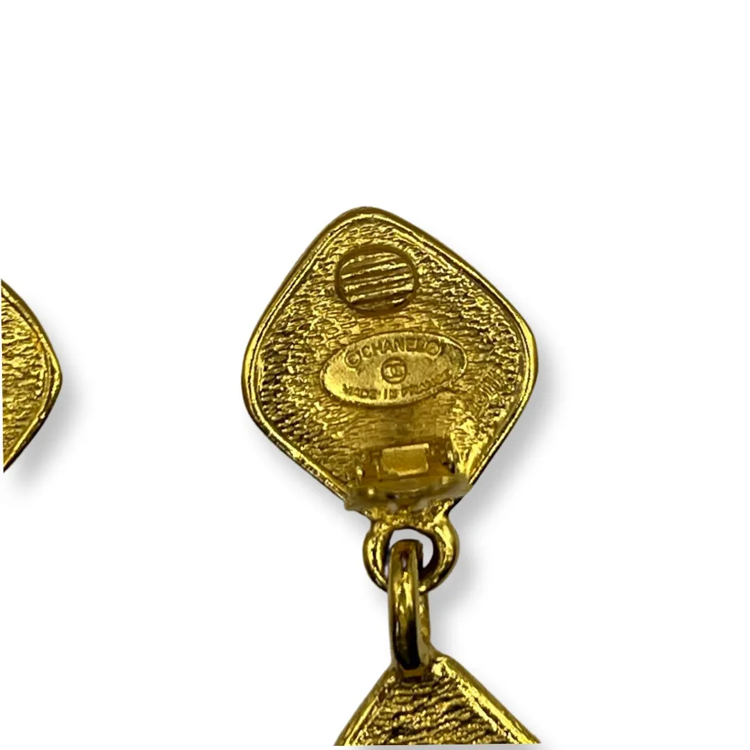 Chanel Vintage 80s Rhombus Earrings