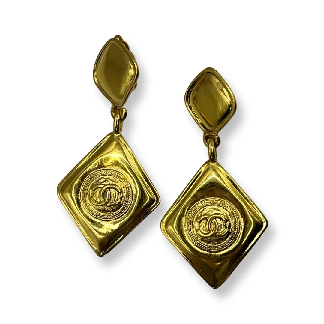 Chanel Vintage 80s Rhombus Earrings