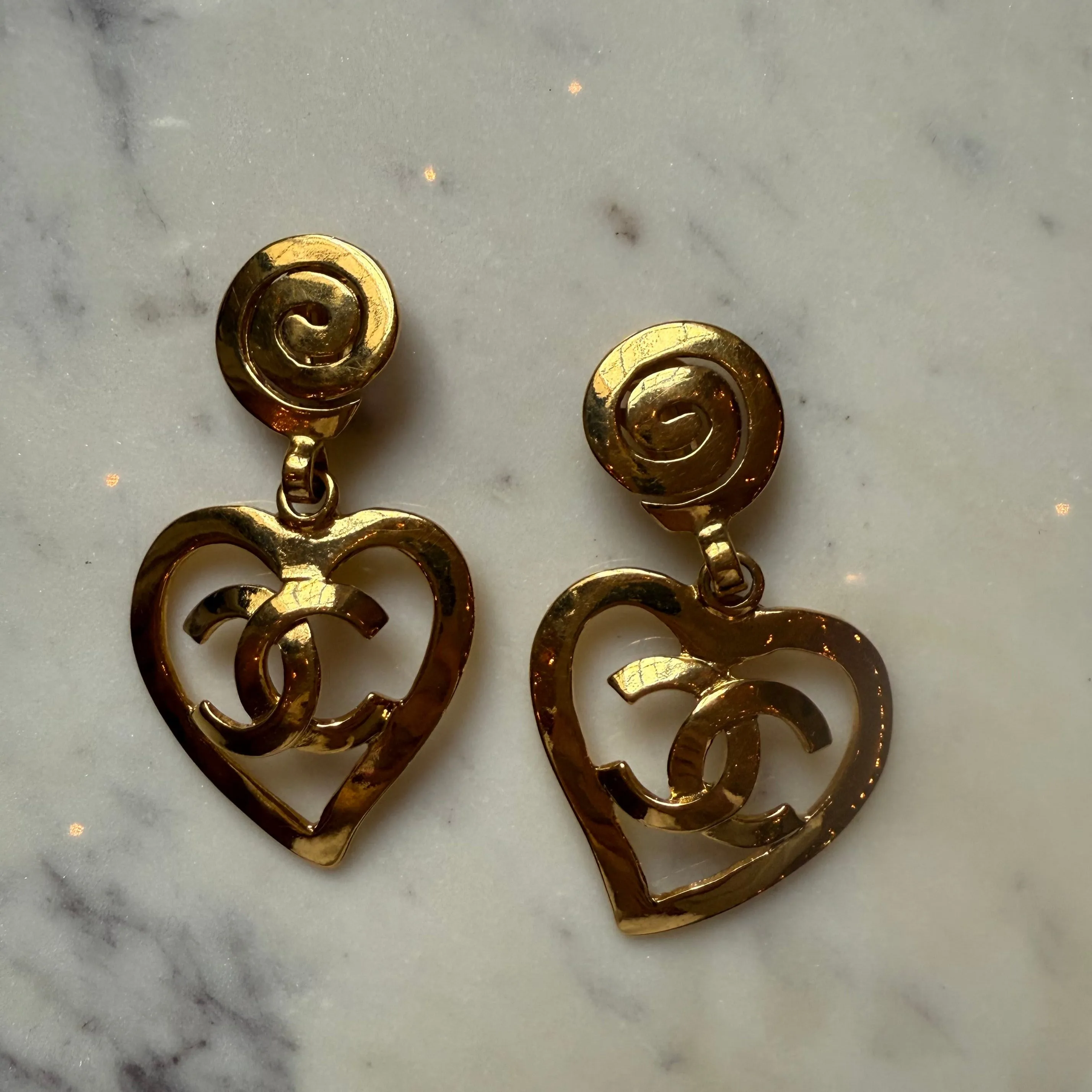 Chanel Vintage Barbie Heart Earrings