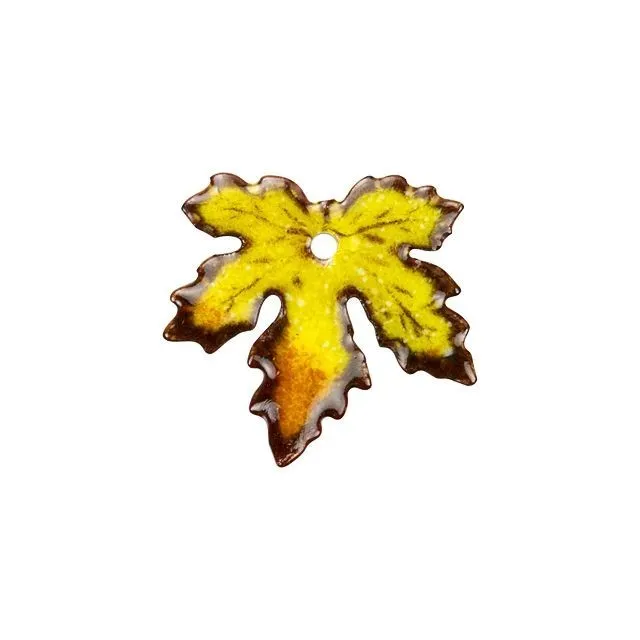 Charm, Maple Leaf 20x21mm, Enameled Brass Autumn Yellow/Orange Blend, by Gardanne Beads (1 Piece)