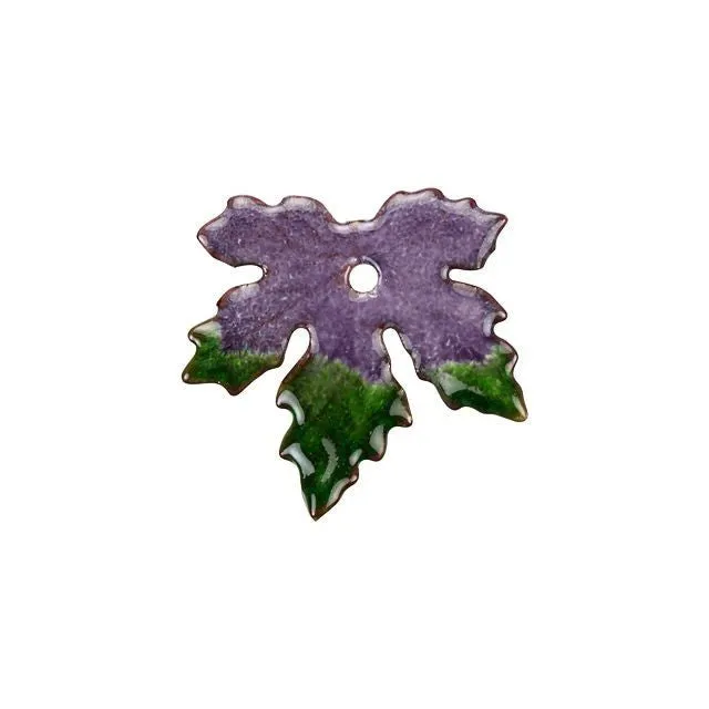 Charm, Maple Leaf 20x21mm, Enameled Brass Purple/Green Blend, by Gardanne Beads (1 Piece)