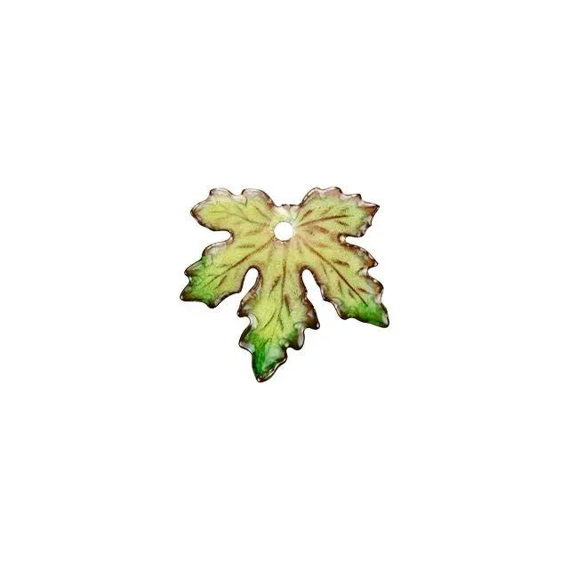 Charm, Maple Leaf 20x21mm, Enameled Brass Spring Blend Green, by Gardanne Beads (1 Piece)