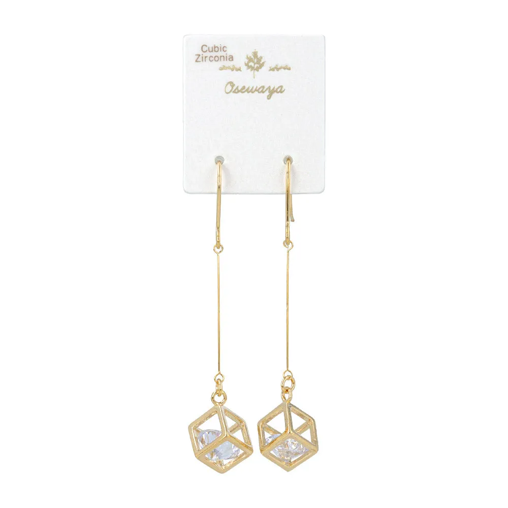 Cubic Zirconia Square Drop Earrings