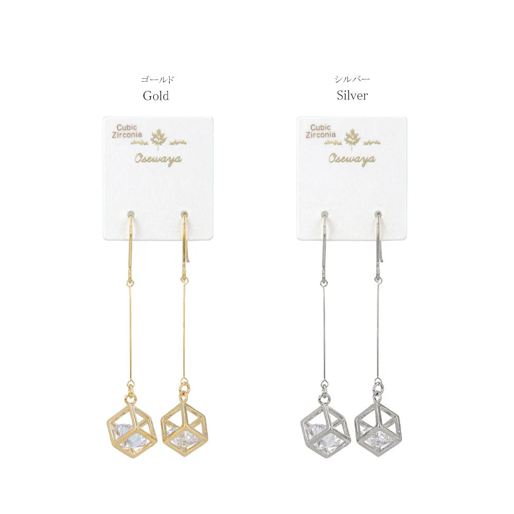 Cubic Zirconia Square Drop Earrings
