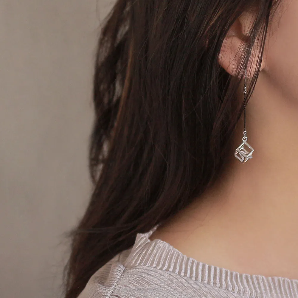 Cubic Zirconia Square Drop Earrings