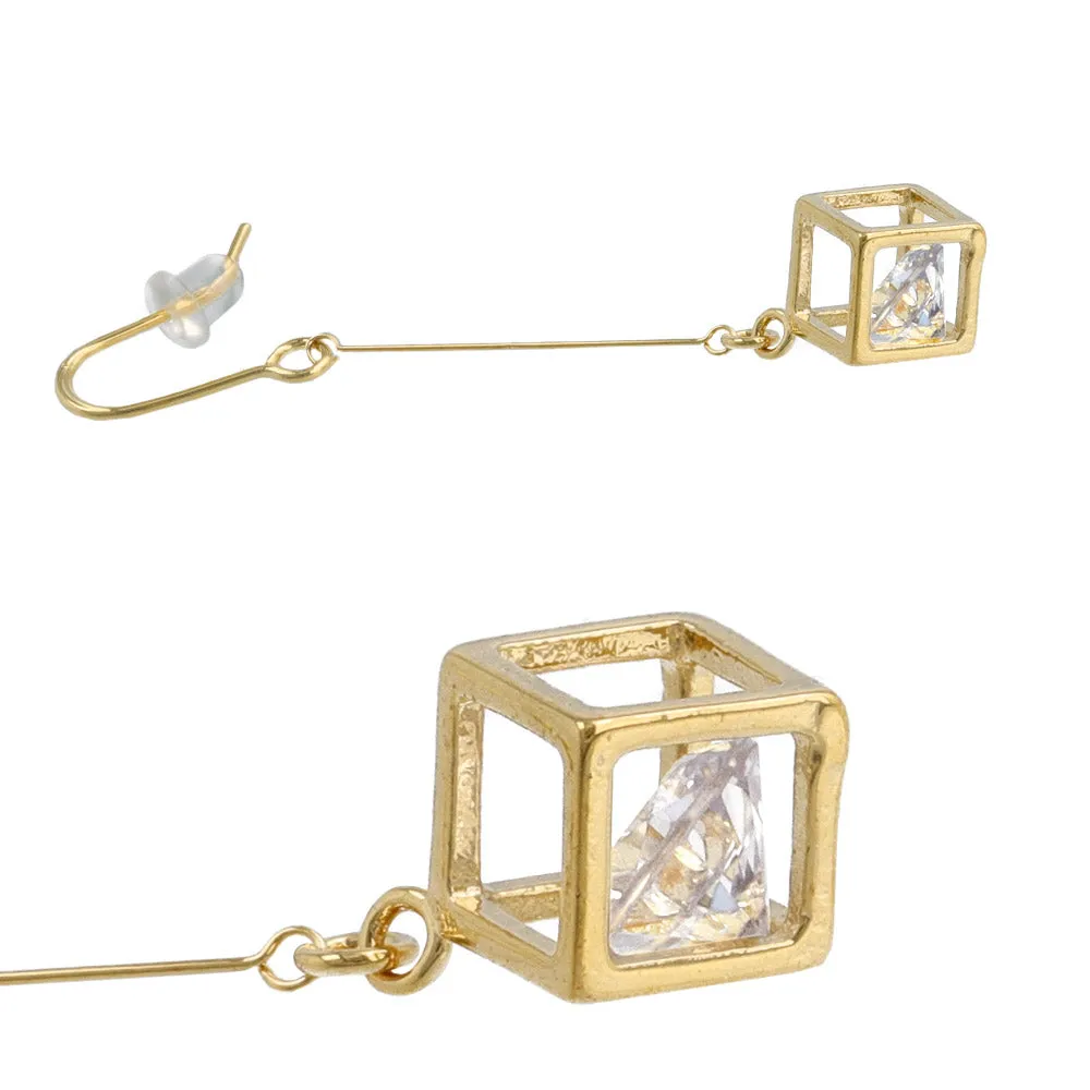 Cubic Zirconia Square Drop Earrings