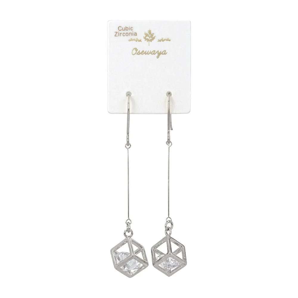 Cubic Zirconia Square Drop Earrings