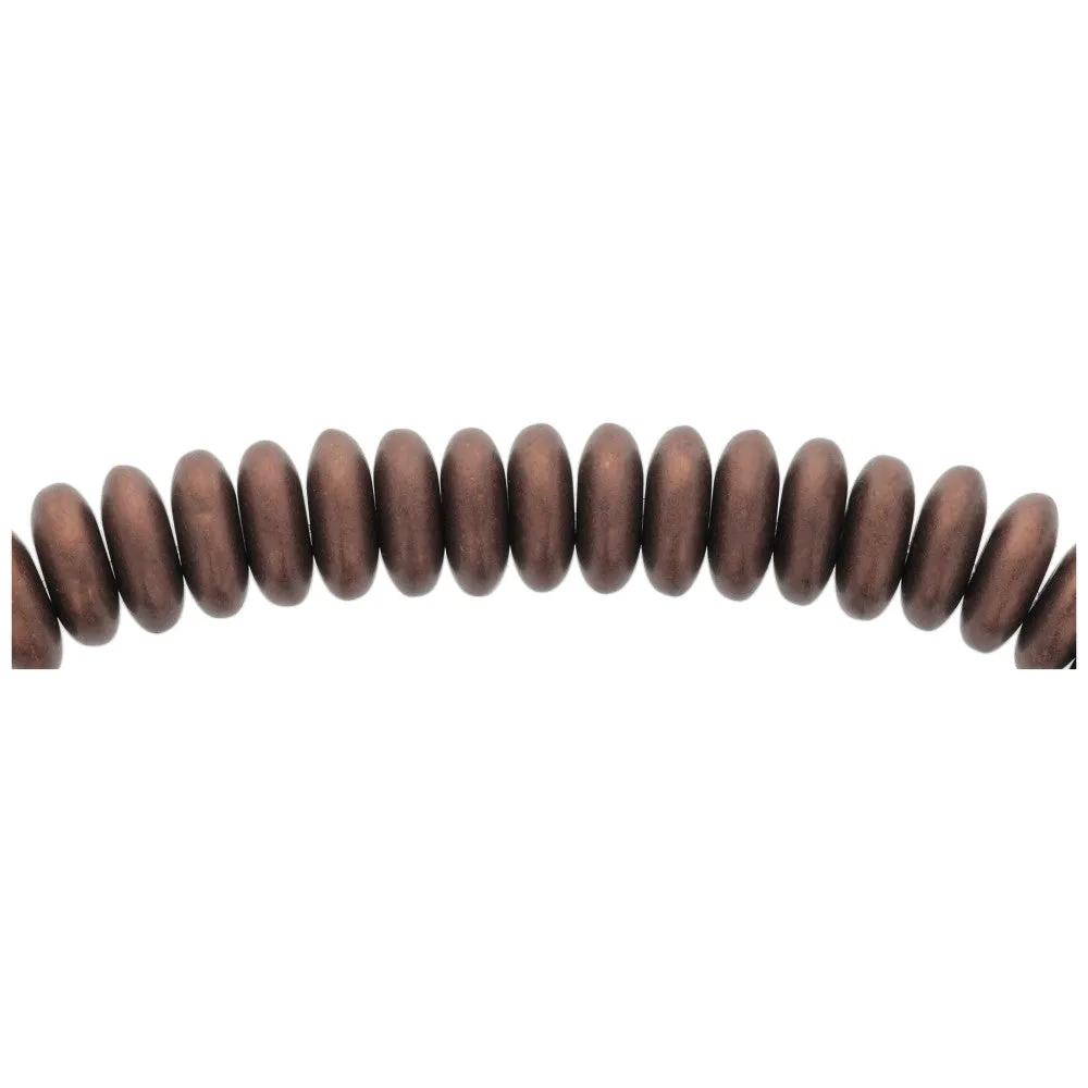 Czech Glass 6mm Brown Bronze Finish Opaque Disc Spacer Bead Strand by Raven's Journey