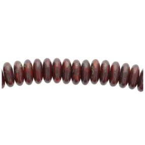 Czech Glass 6mm Dark Orange Opaque with Blue Picasso Finish Disc Spacer Bead Strand by Raven's Journey
