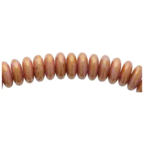 Czech Glass 6mm Golden Pinkstone Finish Opaque Disc Spacer Bead Strand by Raven's Journey