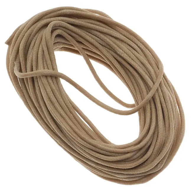 Economy Waxed Cotton Necklace Cord 2mm Natural 10 Yards (30 Feet)