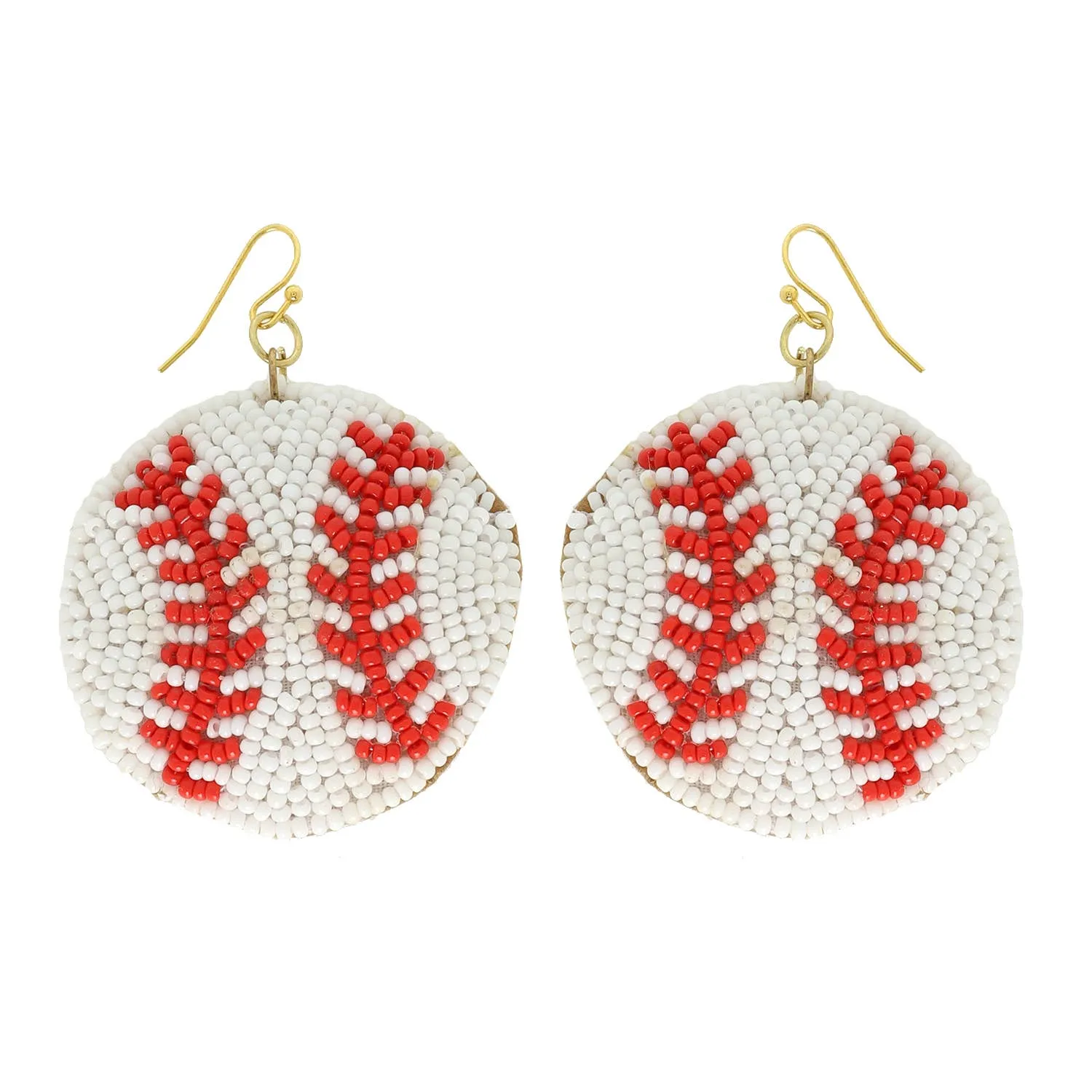 Game Day Baseball Seed Bead Earrings