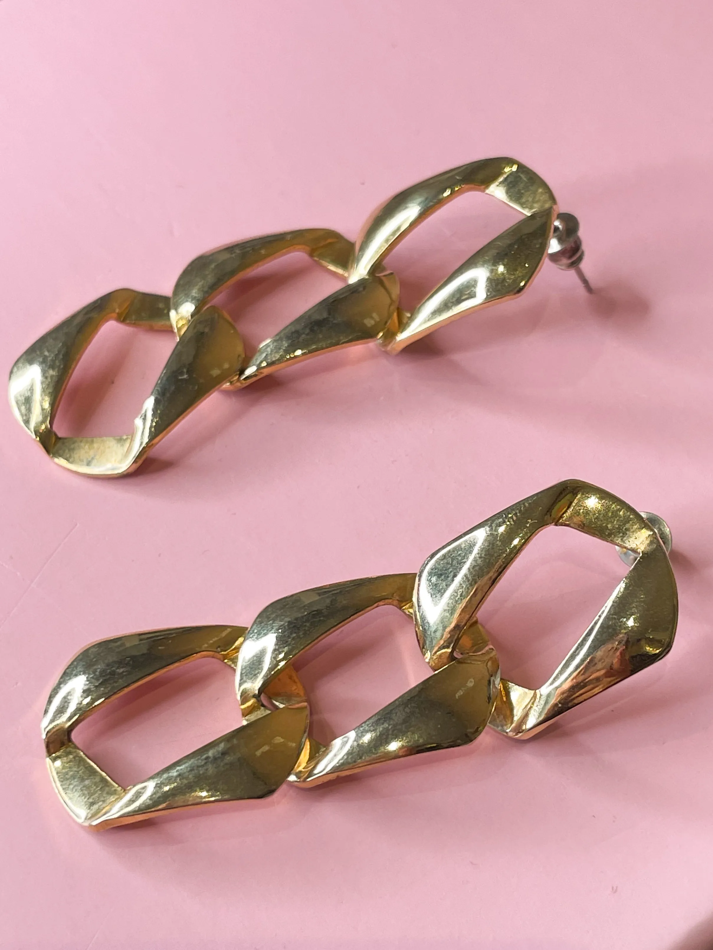 Gold Link Oversized Dangle Earrings