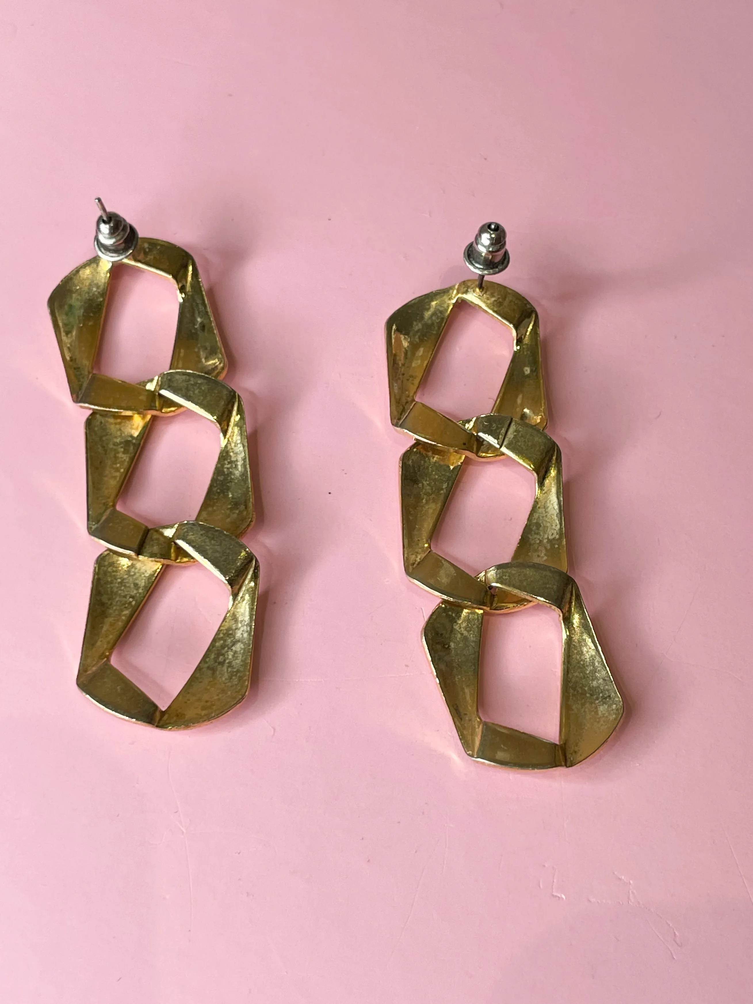 Gold Link Oversized Dangle Earrings