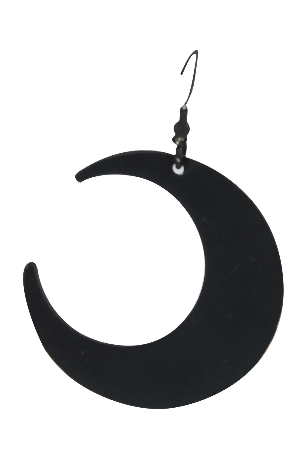 Goth Occult Gothic Luna Large Crescent Moon Matte Black Occult Witch Earrings