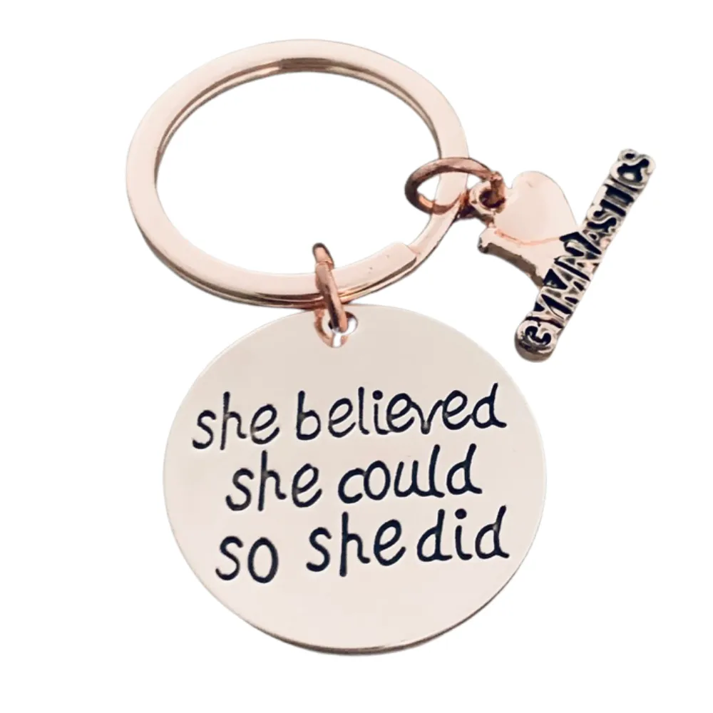 Gymnastics She Believed She Could So She Did Keychain