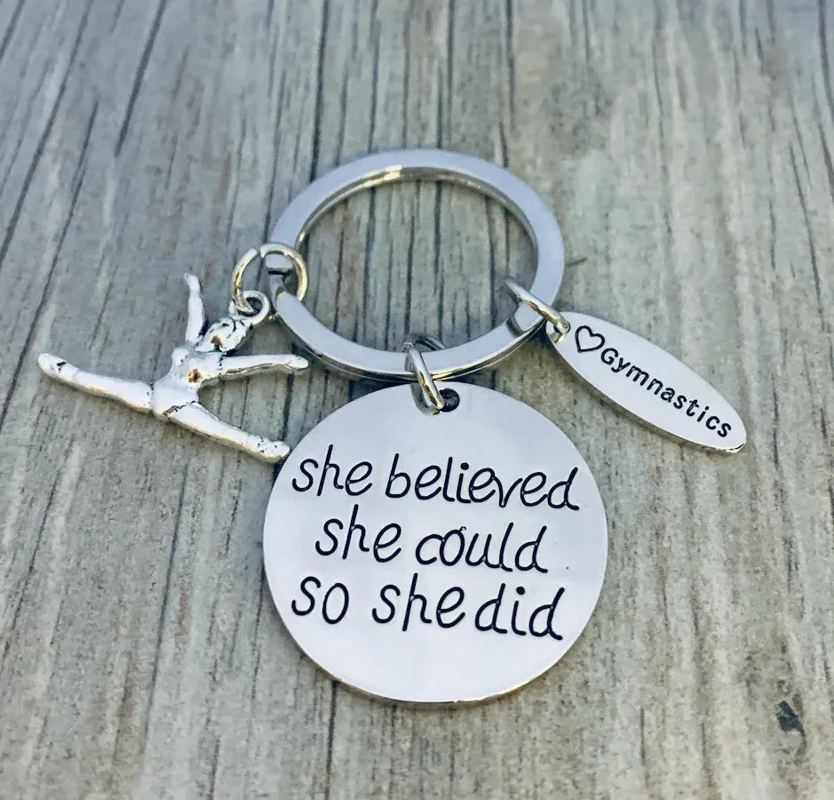 Gymnastics She Believed She Could So She Did Keychain