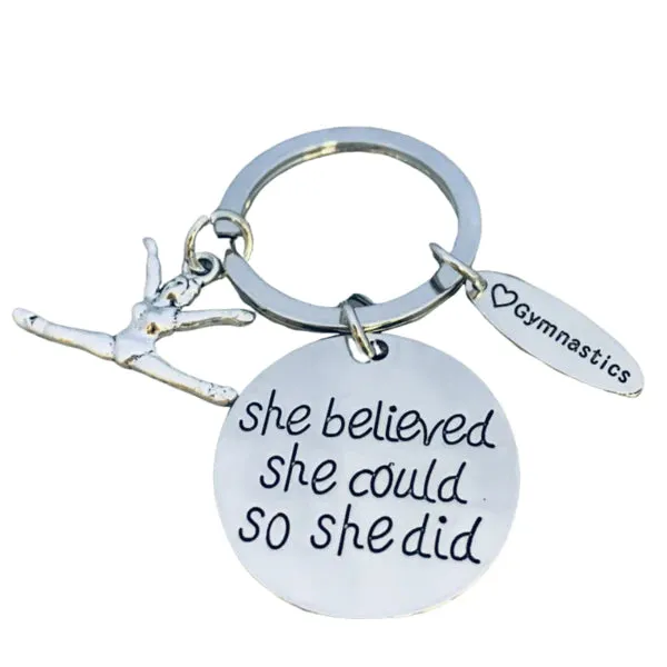 Gymnastics She Believed She Could So She Did Keychain