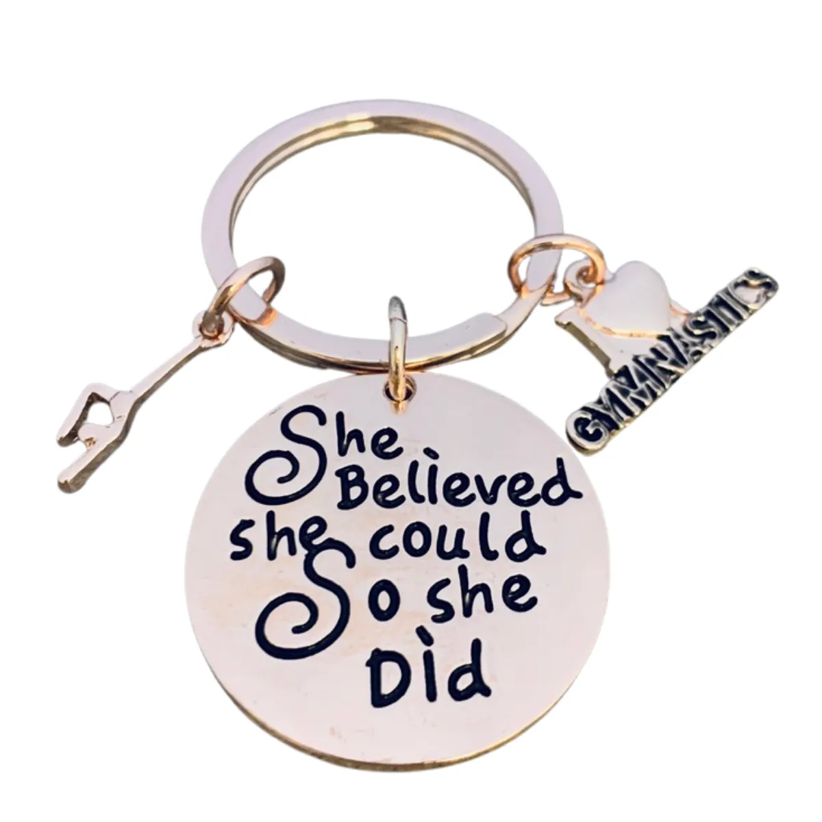 Gymnastics She Believed She Could So She Did Keychain