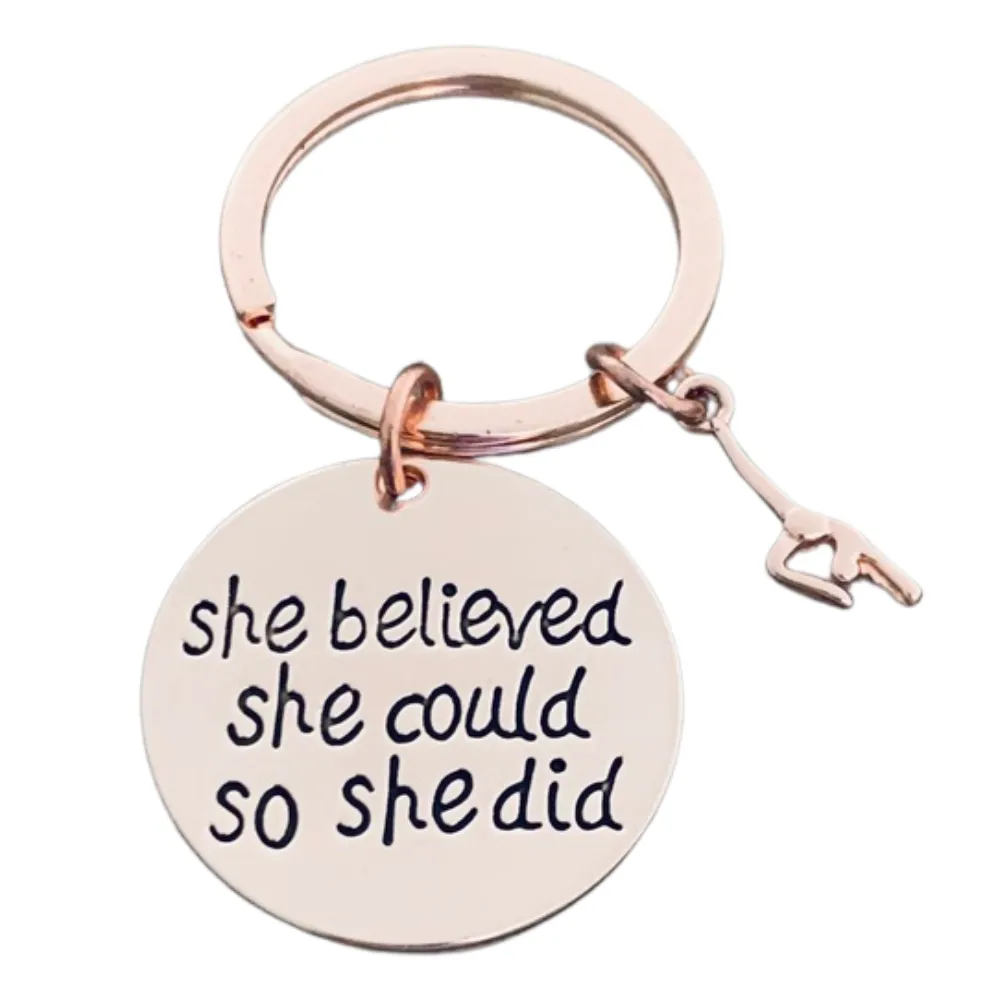 Gymnastics She Believed She Could So She Did Keychain