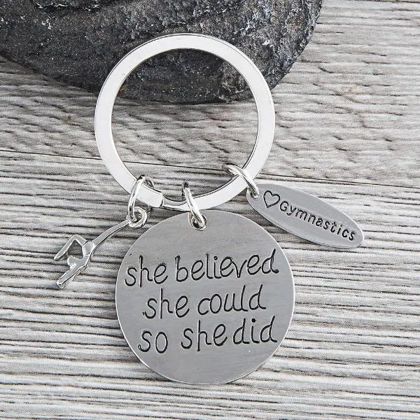 Gymnastics She Believed She Could So She Did Keychain