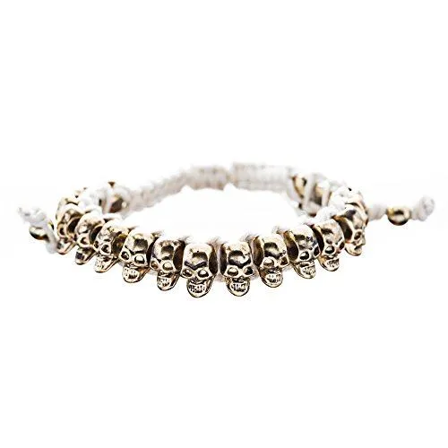Halloween Costume Jewelry Skull Charms Braided Adjustable Bracelet