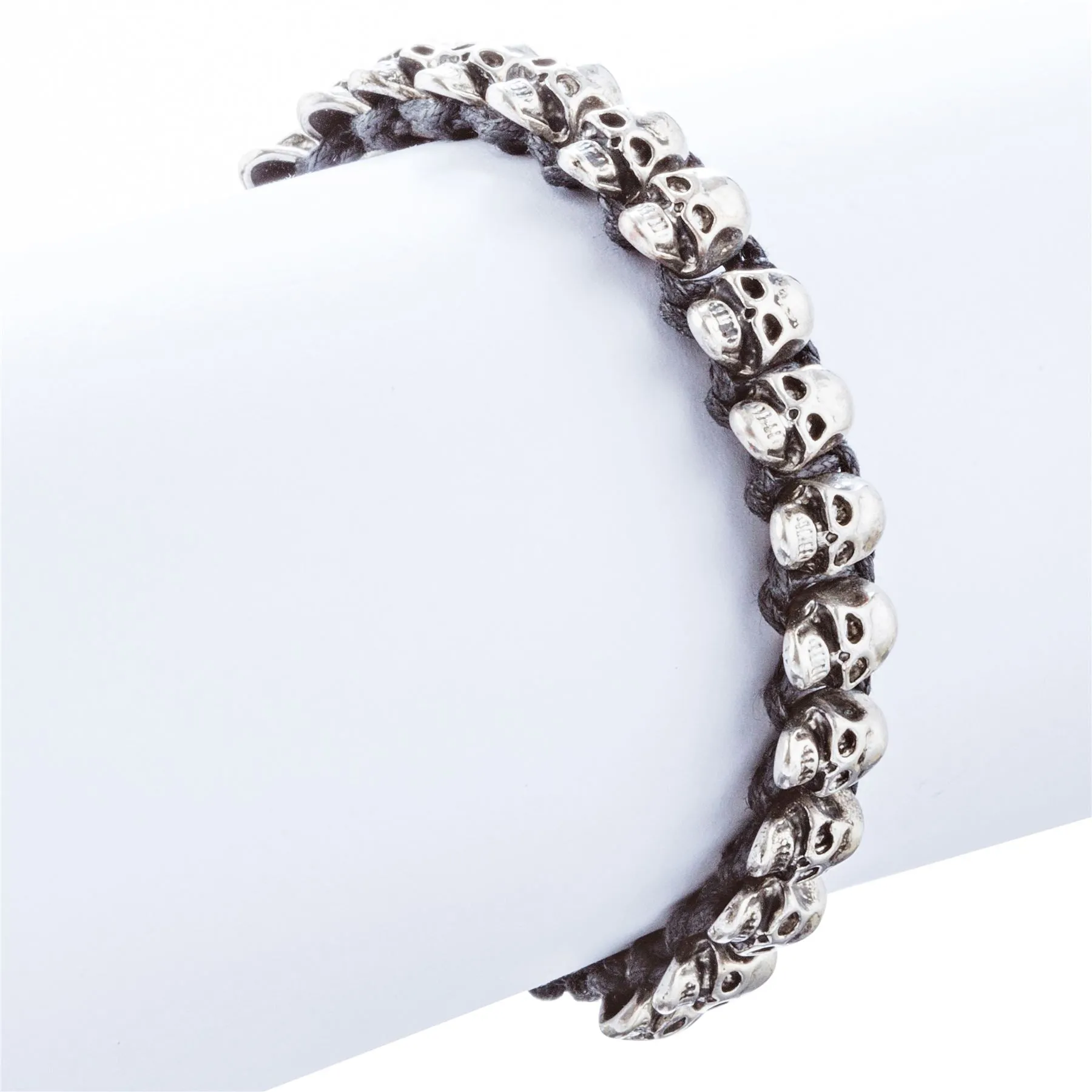 Halloween Costume Jewelry Skull Charms Braided Adjustable Bracelet