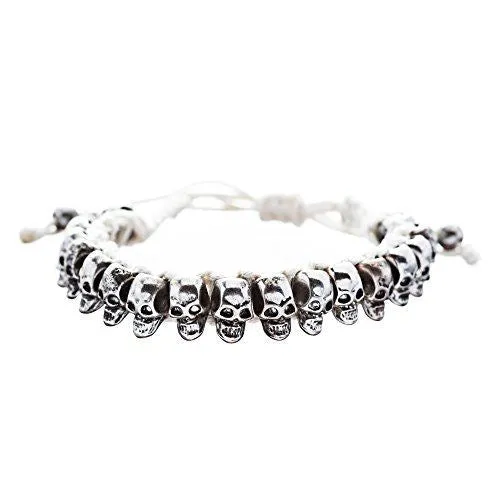 Halloween Costume Jewelry Skull Charms Braided Adjustable Bracelet
