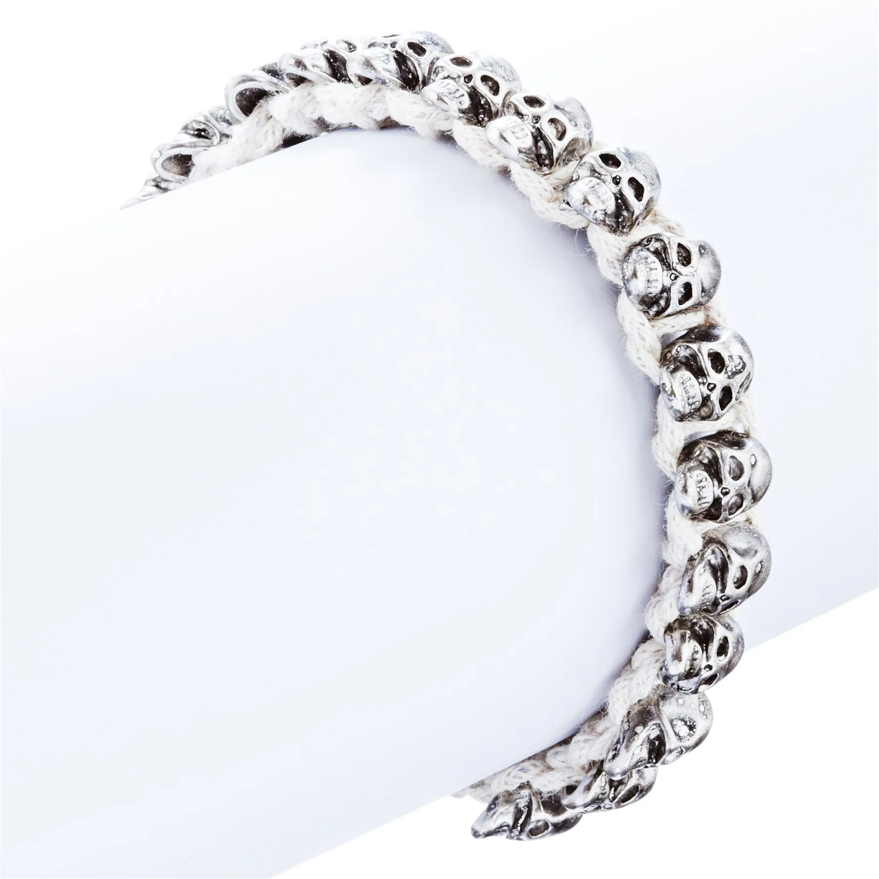 Halloween Costume Jewelry Skull Charms Braided Adjustable Bracelet